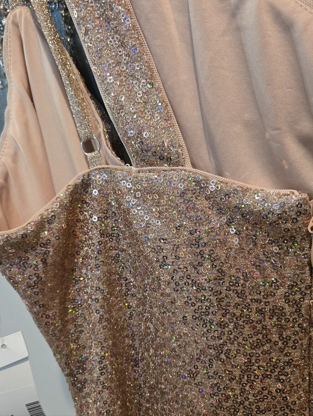 Aqua Sequin One-Shoulder Copper Midi Bodycon Cocktail/Party/Wedding Dress NEW!! - Picture 4 of 7